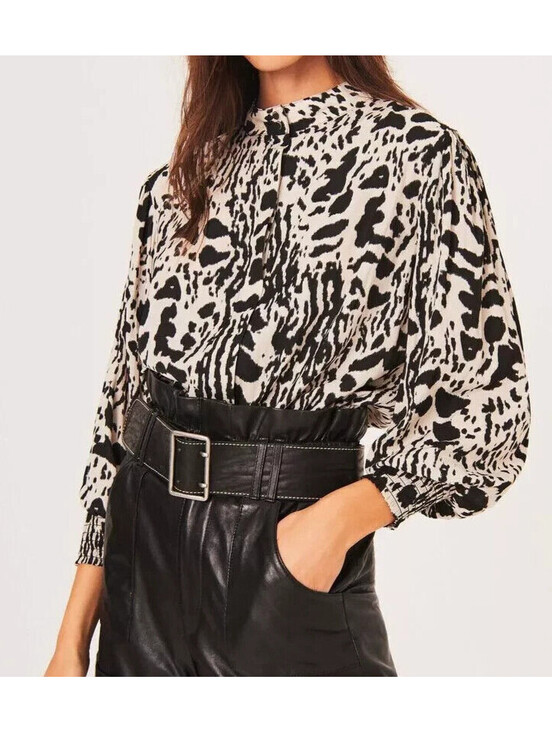 Tops - Bash Paris Ba&sh Opus Black White Printed Blouse Top Size XS Silk